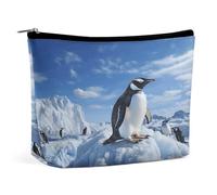 MNVTSKOP Borsa cosmetica da viaggio con pinguino di montagna della neve Borsa da viaggio di grande capacità Borsa da toilette portatile alla moda per le donne