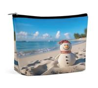 MNVTSKOP Borsa cosmetica da viaggio con pupazzo di neve di sabbia sulla spiaggia Borsa da viaggio di grande capacità Borsa da toilette portatile alla moda per le donne