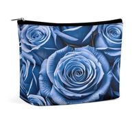MNVTSKOP Borsa cosmetica da viaggio con rose blu con motivo floreale di grande capacità, borsa da toilette portatile alla moda per le donne