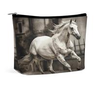 MNVTSKOP Borsa cosmetica da viaggio di grande capacità con cavallo in The Street Borsa da toilette portatile alla moda per le donne