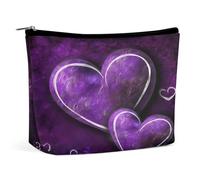 MNVTSKOP Borsa cosmetica da viaggio di grande capacità con cuori viola Borsa da toilette portatile alla moda per le donne
