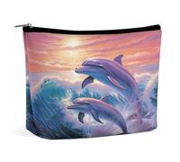 MNVTSKOP Borsa cosmetica da viaggio di grande capacità con delfini Borsa da toilette portatile alla moda per le donne