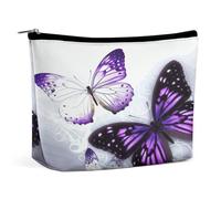 MNVTSKOP Borsa cosmetica da viaggio di grande capacità con farfalle bianche viola borsa da toilette portatile alla moda per le donne