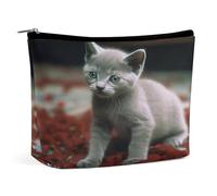 MNVTSKOP Borsa cosmetica da viaggio di grande capacità con gatto e petali borsa da toilette portatile alla moda per le donne