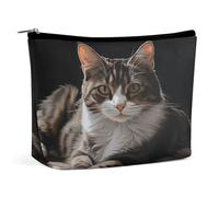 MNVTSKOP Borsa cosmetica da viaggio di grande capacità con gatto soriano, borsa da toilette portatile alla moda per le donne