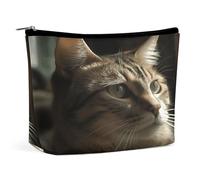 MNVTSKOP Borsa cosmetica da viaggio di grande capacità con gatto soriano, borsa da toilette portatile alla moda per le donne