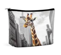 MNVTSKOP Borsa cosmetica da viaggio di grande capacità con giraffa a New York, borsa da toilette portatile alla moda per le donne