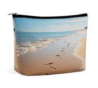 MNVTSKOP Borsa cosmetica da viaggio di grande capacità con impronte sulla spiaggia Borsa da toilette portatile alla moda per le donne