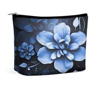 MNVTSKOP Borsa cosmetica da viaggio di grande capacità del fiore blu Borsa da toilette portatile alla moda per le donne
