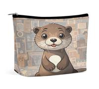 MNVTSKOP Borsa cosmetica da viaggio di grande capacità della lontra del fumetto Borsa da toilette portatile alla moda per le donne
