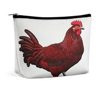 MNVTSKOP Borsa cosmetica da viaggio di grande capacità di pollo rosso borsa da toilette portatile alla moda per le donne