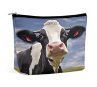 MNVTSKOP Borsa cosmetica da viaggio di grande capacità nera e bianca della mucca borsa da toilette portatile alla moda per le donne