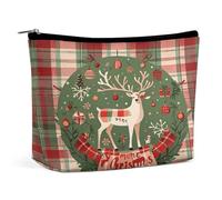 MNVTSKOP Borsa cosmetica da viaggio vintage con venatura del legno di Natale Wildlife Borsa da viaggio di grande capacità Borsa da toilette portatile alla moda per le donne