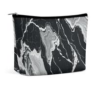 MNVTSKOP Borsa cosmetica in marmo bianco e nero con texture borsa da viaggio di grande capacità borsa da toilette portatile alla moda per le donne