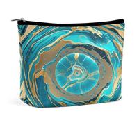 MNVTSKOP Borsa cosmetica in marmo blu turchese blu oro borsa da viaggio di grande capacità borsa da toilette portatile alla moda per le donne