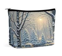 MNVTSKOP Borsa cosmetica invernale con scena della neve Borsa cosmetica da viaggio di grande capacità Borsa da toilette portatile alla moda per le donne