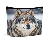 MNVTSKOP Borsa cosmetica invernale stile fattoria lupo borsa cosmetica da viaggio di grande capacità borsa da toilette portatile alla moda per le donne