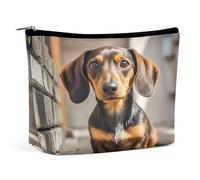MNVTSKOP Borsa cosmetica per cani con bassotto Pad Borsa per cosmetici da viaggio di grande capacità Borsa da toilette portatile alla moda per le donne