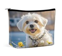 MNVTSKOP Borsa cosmetica per cani maltesi Borsa da viaggio di grande capacità Borsa da toilette portatile alla moda per le donne