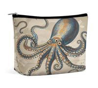 MNVTSKOP Borsa cosmetica retrò a forma di polpo borsa da viaggio di grande capacità borsa da toilette portatile alla moda per le donne