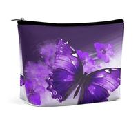 MNVTSKOP Borsa cosmetica viola farfalla grande capacità viaggio trucco borsa alla moda portatile borsa da toilette per le donne