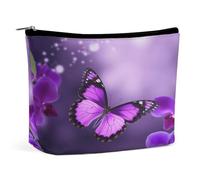 MNVTSKOP Borsa cosmetica viola farfalla grande capacità viaggio trucco borsa alla moda portatile borsa da toilette per le donne