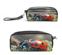 MNVTSKOP Borsa per il trucco a forma di coccinella rossa, piccola custodia da viaggio per cosmetici, organizer portatile per cancelleria per insegnanti donne