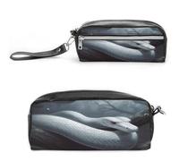 MNVTSKOP Borsa per il trucco a forma di serpente bianco, piccola custodia da viaggio per cosmetici, organizer portatile per cancelleria per insegnanti donne