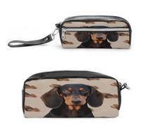 MNVTSKOP Borsa per il trucco con cane bassotto piccola custodia da viaggio per cosmetici portatile organizer per cancelleria per donne insegnante