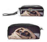 MNVTSKOP Borsa per il trucco con cane in una coperta, piccola custodia da viaggio per cosmetici, organizer portatile per cancelleria per donne e insegnanti