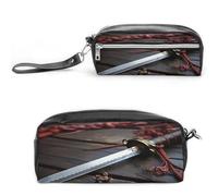 MNVTSKOP Borsa per il trucco con coltello sul pavimento, piccola custodia da viaggio per cosmetici, organizer portatile per cancelleria per insegnanti donne