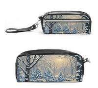 MNVTSKOP Borsa per il trucco con scena invernale sulla neve, piccola custodia da viaggio per cosmetici, organizer portatile per cancelleria per insegnanti donne