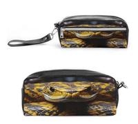 MNVTSKOP Borsa per il trucco con serpente giallo piccola custodia da viaggio per cosmetici organizer portatile per cancelleria per insegnanti donne