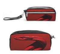 MNVTSKOP Borsa per il trucco con serpente rosso riccio piccola custodia da viaggio per cosmetici organizer portatile per cancelleria per insegnanti donne