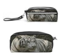 MNVTSKOP Borsa per il trucco con tigre bianca del Bengala piccola custodia da viaggio per cosmetici portatile organizer per cancelleria per insegnanti donne