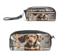 MNVTSKOP Borsa per il trucco del cane bassotto piccola custodia da viaggio per cosmetici portatile organizzatore di cancelleria per donne insegnante