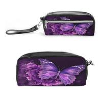 MNVTSKOP Borsa per il trucco floreale con farfalla viola piccola custodia da viaggio portatile organizer per cancelleria per insegnanti donne