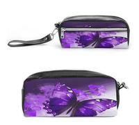 MNVTSKOP Borsa per il trucco viola con farfalla piccola custodia da viaggio per cosmetici organizer portatile per insegnanti donne