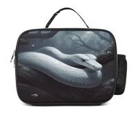 MNVTSKOP Borsa portapranzo riutilizzabile a forma di serpente bianco, a prova di perdite, con manico, per ufficio, picnic, spiaggia