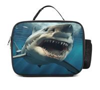 MNVTSKOP Borsa portapranzo riutilizzabile a forma di squalo, a prova di perdite, con manico, per ufficio, picnic, spiaggia