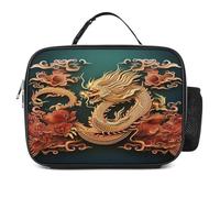 MNVTSKOP Borsa portapranzo riutilizzabile con sfondo cinese, a prova di perdite, con manico, per ufficio, picnic, spiaggia
