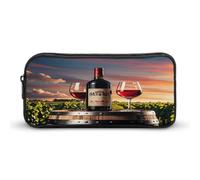 MNVTSKOP Botte di vino in legno su bottiglia di vino astuccio matita grande capacità astuccio ufficio matita borsa per uomo donna scrivania organizzatore