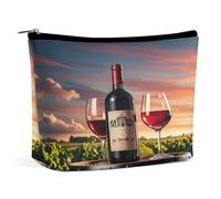 MNVTSKOP Botte di vino in legno sulla bottiglia di vino borsa cosmetica di grande capacità borsa di trucco da viaggio borsa da toilette portatile alla moda per le donne