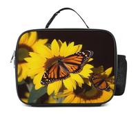 MNVTSKOP Butterflys on The Sunflowers Lunch Box riutilizzabile Borsa per il pranzo a prova di perdite con manico per ufficio picnic spiaggia