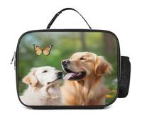MNVTSKOP Cane dorato con farfalla, contenitore per il pranzo riutilizzabile a prova di perdite con manico per ufficio, picnic, spiaggia