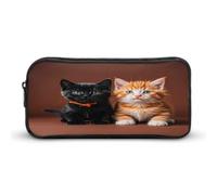 MNVTSKOP Carino Gattino Nero E Arancione Gatto Astuccio di Grande Capacità Astuccio per Matita Ufficio Astuccio Per Uomini Donne Organizzatore di Scrivania