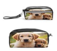 MNVTSKOP Carino Golden Retriever Puppy Makeup Bag Piccolo Cosmetico Viaggio Caso Portatile Cancelleria Organizzatore per Donne Insegnante