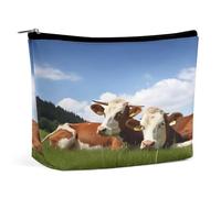 MNVTSKOP Carino mucche rilassato sull'erba borsa cosmetica grande capacità viaggio trucco borsa alla moda portatile borsa da toilette per le donne