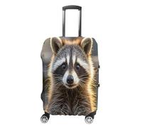 MNVTSKOP Carino Raccoon Dei Bagagli Copre Graffi Lavabile Valigie Copertura Poliestere Elastico Viaggio Baggage Protector per Valigia Protector Cover, bianco, XL