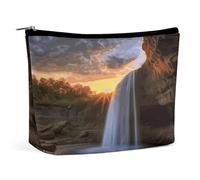 MNVTSKOP Cascata al tramonto Borsa cosmetica di grande capacità di viaggio di trucco borsa da toilette portatile alla moda per le donne